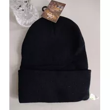 Gorro Rocky Liso De Lana Doble Negro