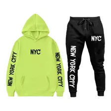 Conjunto Abrigo Moletom Blusa E Calça New York Ny Lançamento