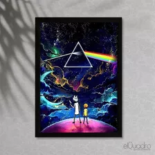 Quadro Rick And Morty X Pink Floyd - C/ Moldura E Vidro - A3