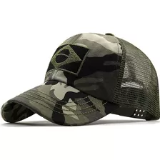 Boné Cap Tela Camuflado Camuflagem Bandeira Brasil Militar