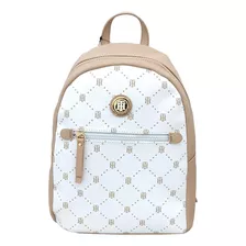 Tommy Hilfiger Mochila Juvenil Monogram Con Emblema Dorado Vinipiel Con Cierre 