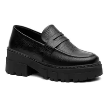 Zapato De Dama Mocasin De Vestir Anto Black Cuero Legitimo