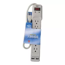 Multitoma 6 Puertos 125v 15a X2usb Polo A Tierra Resistente 