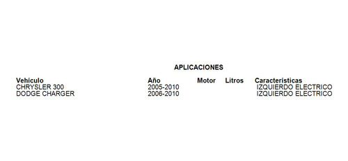 Espejo Retrovisor Izquierdo Dodge Charger 2006 Electrico Tyc Foto 2