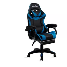 Cadeira Gamer Azul/preto Healer Level Reclina Com Apoio Pés