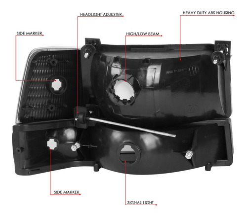 Faros Cuartos Ford F150 F250 1992 1993 1994 95 96 Negro Eca Foto 6