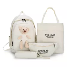 Kit 4 Piezas Escolar Bolsa Mochila Estuche Cariñosa Grande