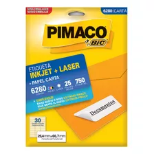 Etiq Inkjet/laser Carta 25fl 6080 - 25x66 Pimaco