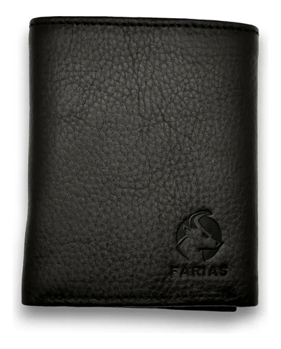 Cartera Minimalista Para Hombre Compacta De Cuero Genuino Negro Rayas
