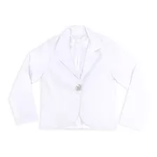 Blazer Casaquinho Infantil Branco Com Botão Moda Tam 4