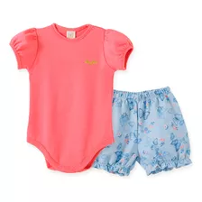 Conjunto Bebê Menina Body E Short Pingo Lelê