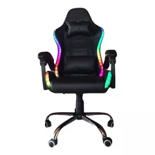 Silla Gamer Luz Rgb Soporte Lumbar Reclinable Con Ruedas.