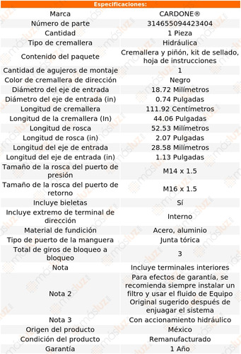 (1) Cremallera Direccin Hidrulica Stanza 90/92 Reman Foto 5