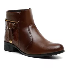 Bota Cano Curto Botinha Feminina Couro Ecológico Moda