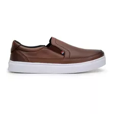 Sapato Sapatenis Masc. Couro Eco 100% Ful Time Slip On Iate