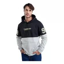 Sudadera Blanco/negro Con Capucha Goodyear Shg2 Hombre