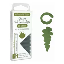 12 Cartuchos Tinta Monteverde® P/pluma Fuente Olivine