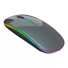 Mouse Sem Fio Wireless Recarregável Rgb Gamer 1600dpi Cinza