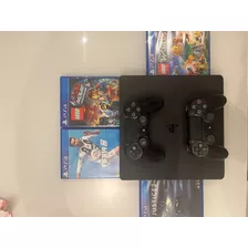 Playstation 4 Slim + 2 Controles Originais + 4 Jogos