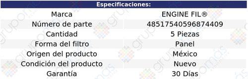 5 Filtros De Aire Engine Fil Gmc Sonoma V8 4.3l 2000 A 2003 Foto 2