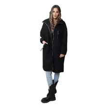 Tapado Largo Boucle Campera Oversize Teddy Abrigado Mujer 