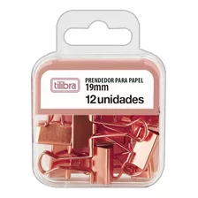 Prendedor De Papel 19mm Ouro Rose Tilibra 12 Unidades Cor Dourado