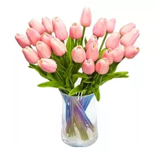 Flores Tulipanes Artificiales Decorativas Rosa 30piezas 