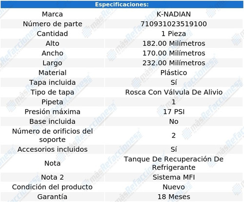 Deposito Anticongelante K-nadian Vanagon H4 2.1l 86 Al 91 Foto 3