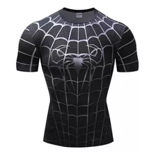 Camisa Compressão Homem Aranha Simbionte Manga Curta Slimfit