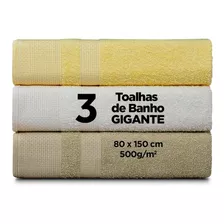Kit C/3 Toalha De Banho - Gigante 80 X 1,50 - 500 G/m - Top 3 Neutra