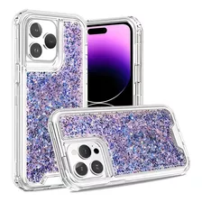 Funda Uso Rudo Bling 3 En 1 Brillos Para iPhone Pro Pro Max