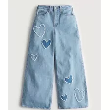 Hollister Social Tourist High Rise Heart Patch Baggy Jeans