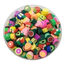 Pack 20 Dijes Pasantes Formas Fimo Mix Frutas Surtidas Bijou