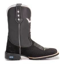 Bota Botina Texana Country Montaria Masculina Couro + Brinde