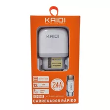 Carregador 2 Usb Fonte 2.4a 12w Compatível iPhone - Kd-556a Cor Branco