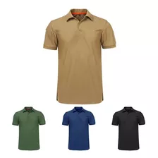 Playera Deportiva Licra Con Spandex Lisa Táctica Solapa Polo