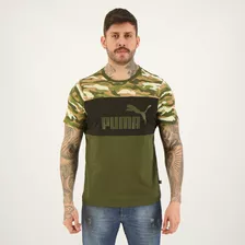 Camiseta Puma Ess+ Camo Verde E Preta