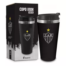 Copo Térmico Brasfoot Emborrachado Atlético Minerio Cor Preto 450ml