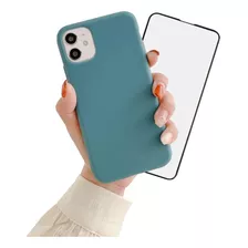 Carcasa Funda Silicona Colores + Vidrio Pantalla Para iPhone