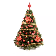 Arbolito De Navidad Premium 1,30 Mas Kit Rojo 36 Unid Sheshu