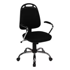 Silla De Escritorio De Outlet Diva Con Base Y Apoyabrazos Cromados Gamer Ergonómica Negra Con Tapizado De Marathon