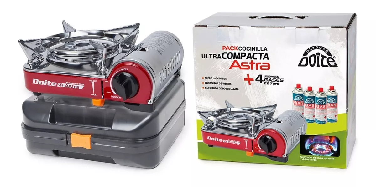 Pack Cocinilla Astra + 4 Gas 227 Rs Rojo Doite