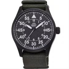 Relógio Orient Sports Flight Pilot Automático Masculino Cor Da Correia Verde-escuro Cor Do Bisel Preto Cor Do Fundo Preto