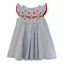 Vestido Bordado 100% Algodón Para Niñas