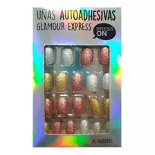 Uñas Press On Autoadhesivas Glitter Bronce Thelma & Louise