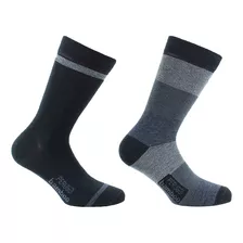 2 Pares Calcetín Bamboo Bloques Largo Americano Negro