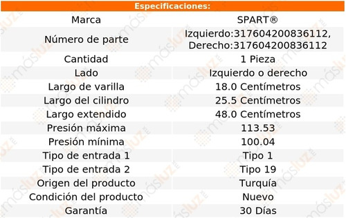 1_ Amortiguador 5a Puerta Izq O Der Asx 2013/2015 Spart Foto 2