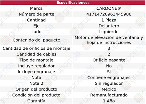 1 Motor Elevacin Ventana Del Izq Saturn Sc1 00 Al 02 Reman Foto 4