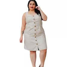 Vestido Chemise Plus Size Linho Alcinha Moda Feminina Verão