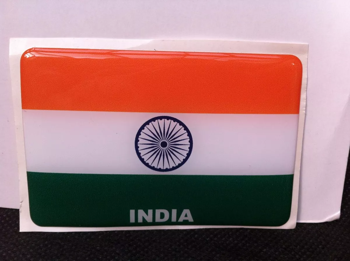 Adesivo Resinado Da Bandeira Da Índia 9x6 Cm